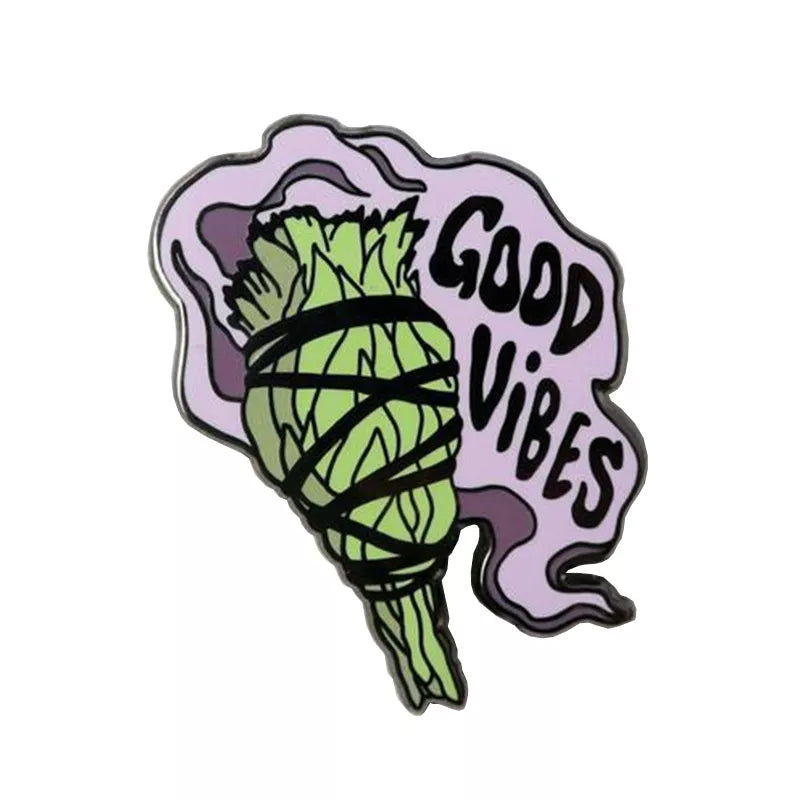 Good Vibes Sage Enamel Pin