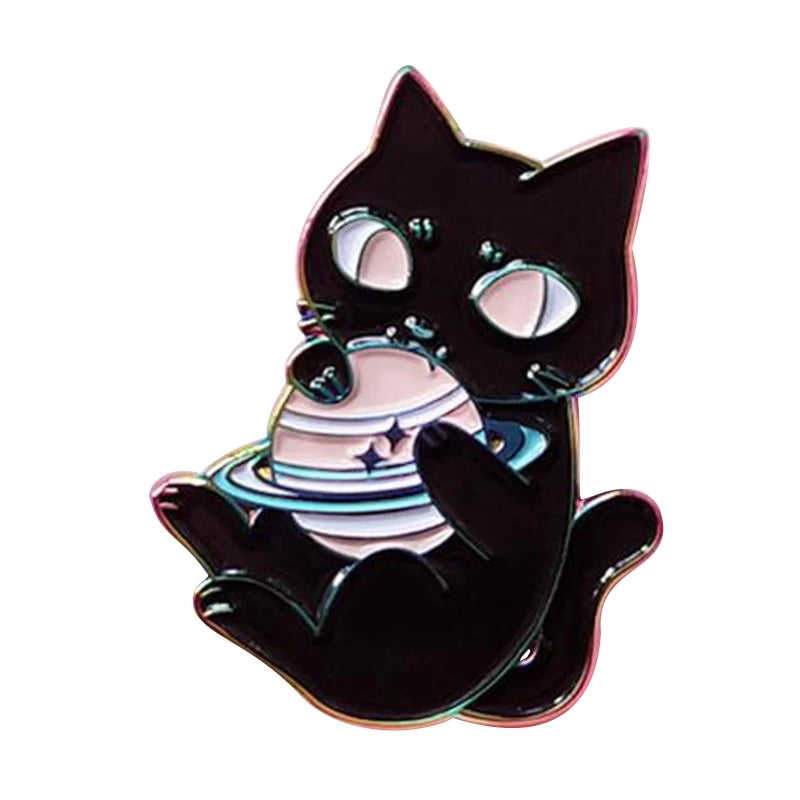 Cat & planet Enamel Pin