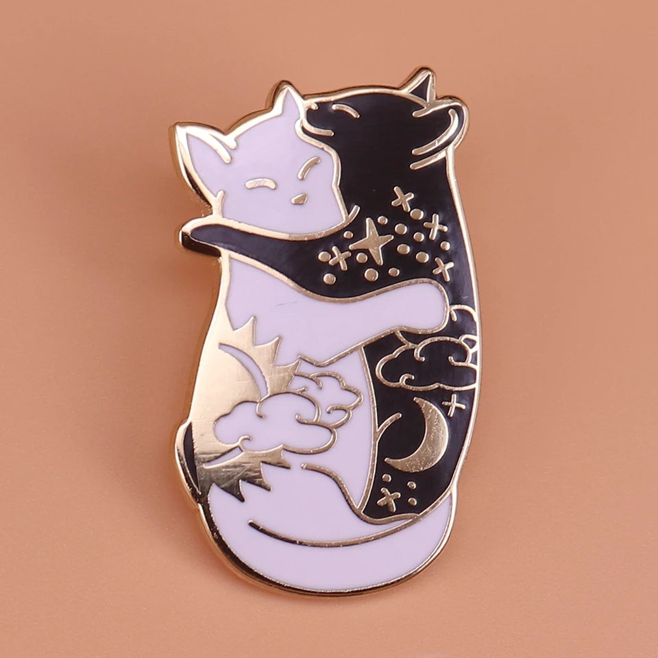 Cat Son & Moon hugs Enamel Pin