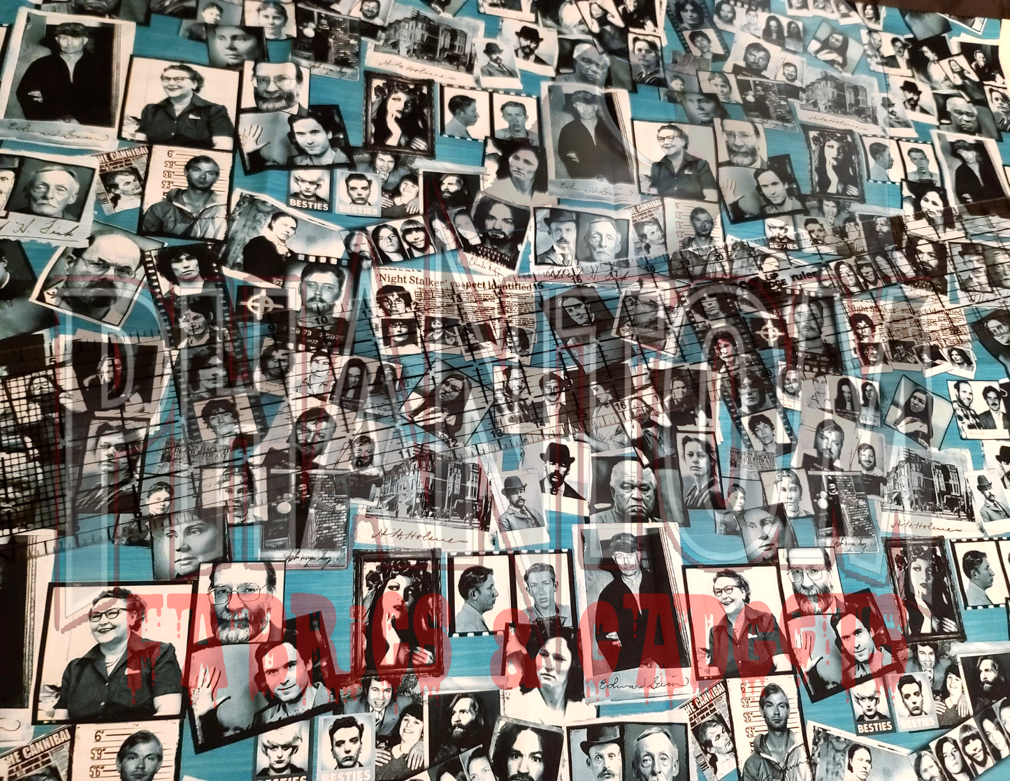 Killer Collage Teal Woven