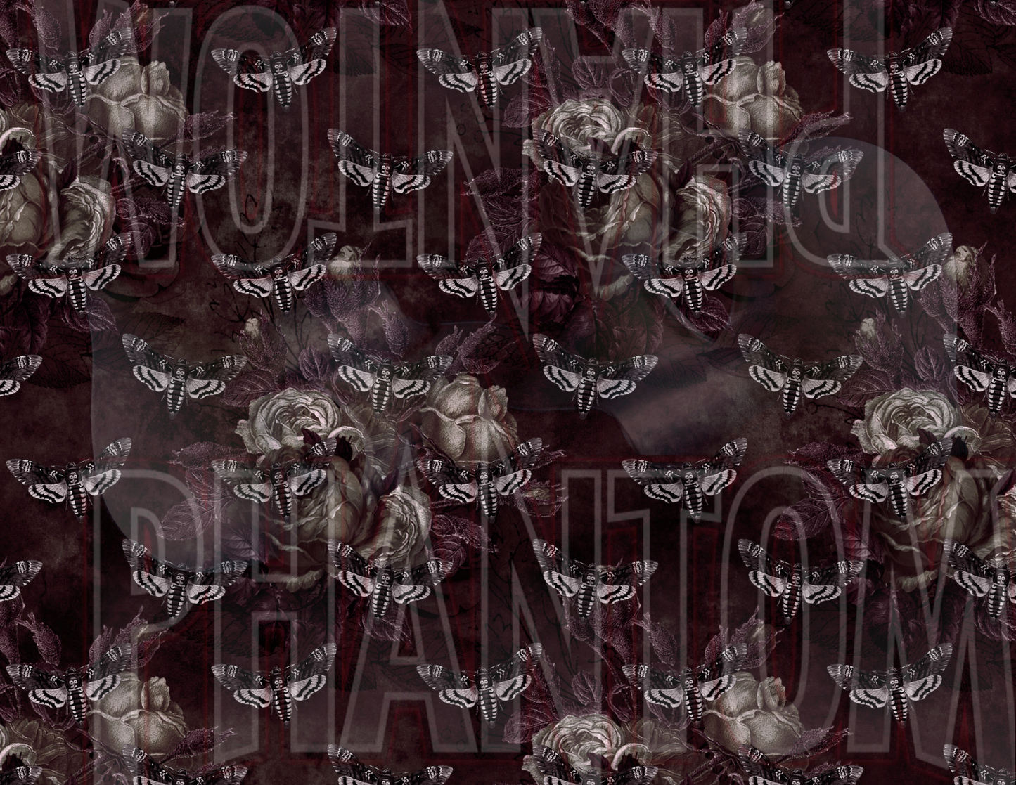 Vintage Moths & Roses Cotton Woven