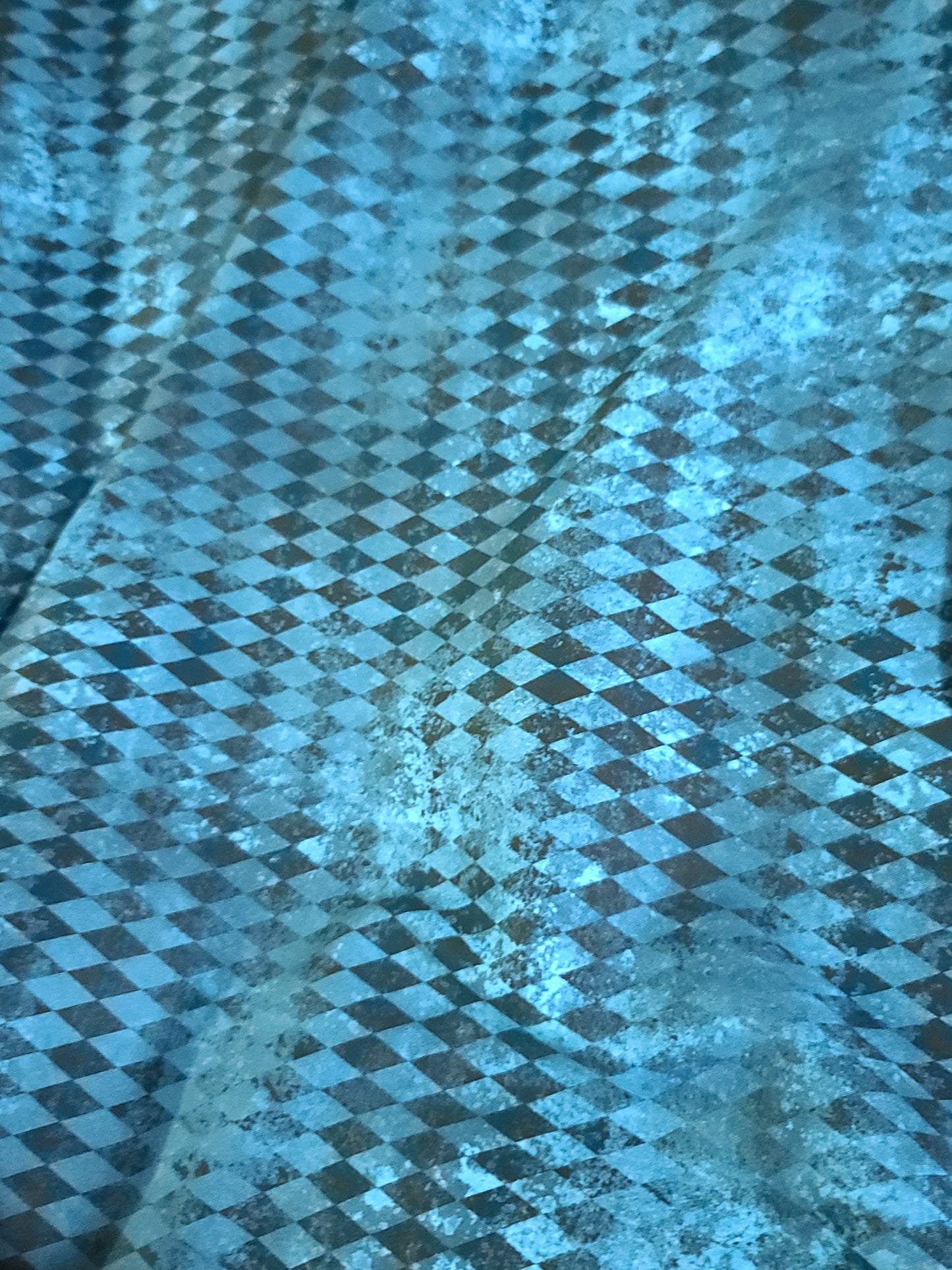 Distressed Harlequin blue / Teal Woven