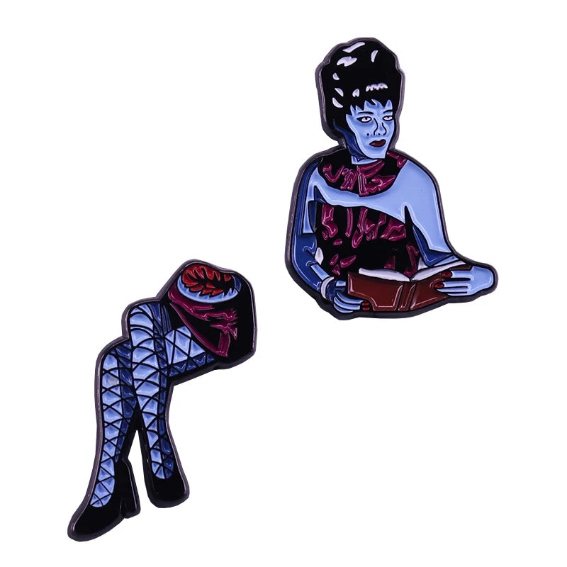 Half woman Beetlejuice Enamel Pin