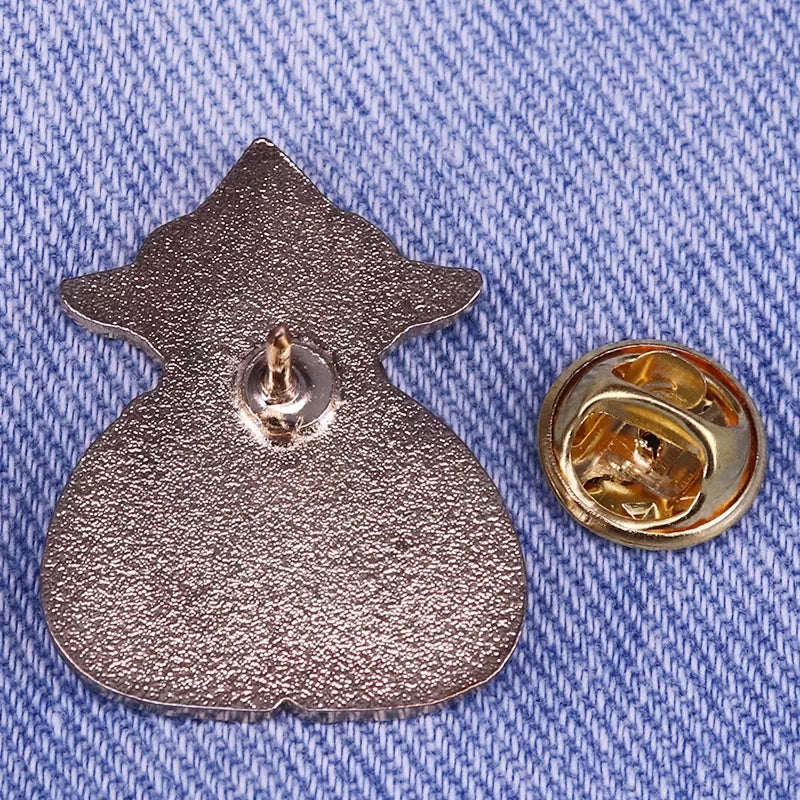 Black and white Luna cat Enamel Pin