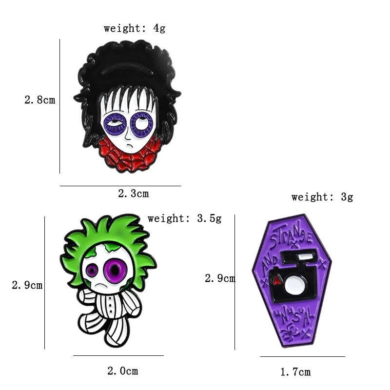 Beetlejuice 3pc Enamel Pin set