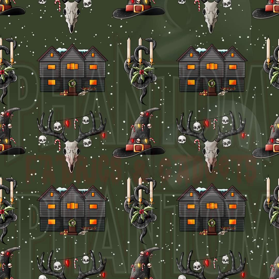 Preorder Christmas Houses, Candelabras, & Witchy hats Green