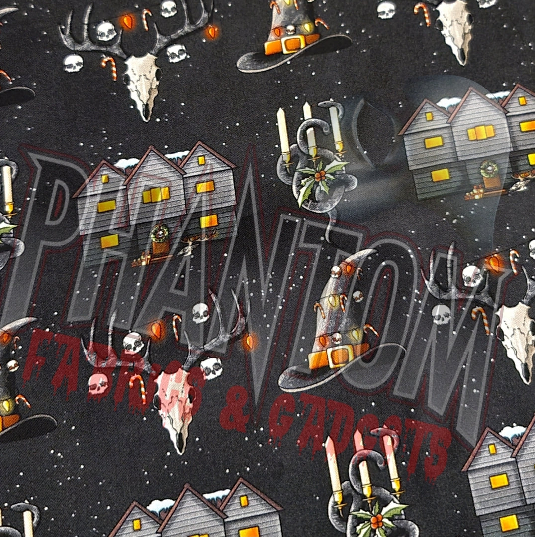 Black Houses & Reindeer Skulls Christmas Woven