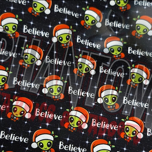 Alien Believe Christmas Woven