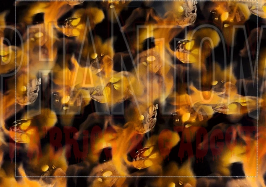 Flaming Skulls Woven