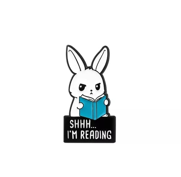 Bunny Reading Enamel Pin