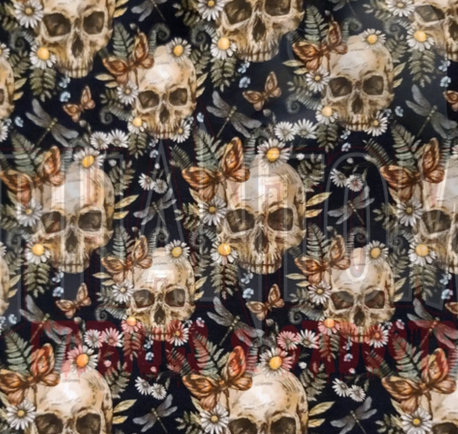 Death & Daisies Dark Cotton Lycra