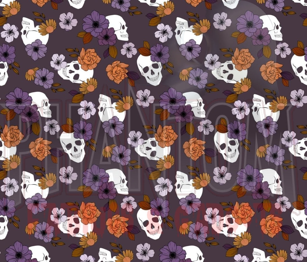Preorder Dark Purple Skulls & Flowers