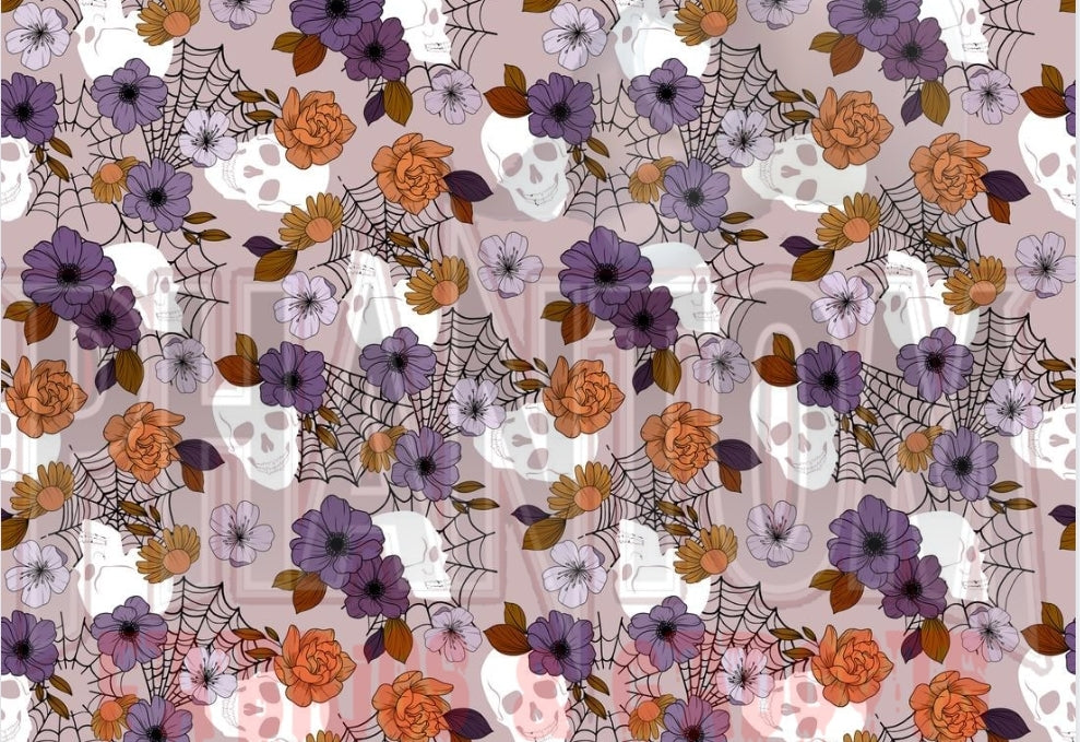 Preorder Light Purple Skulls & Flowers