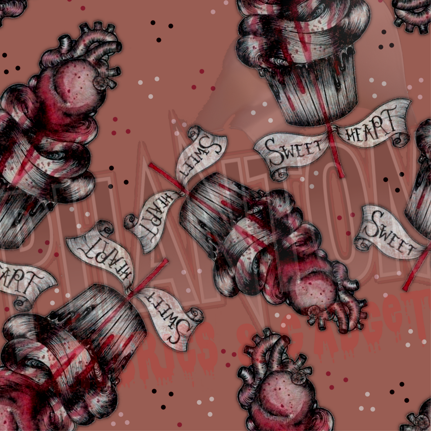 Bleeding Sweet Heart Cupcakes Vinyl 12x56