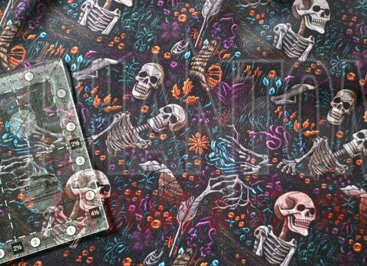 Embroidered Skeletons Lycra