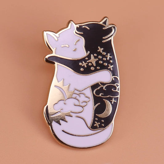 Cat Son & Moon hugs Enamel Pin