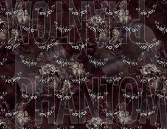 Vintage Moths & Roses Cotton Woven