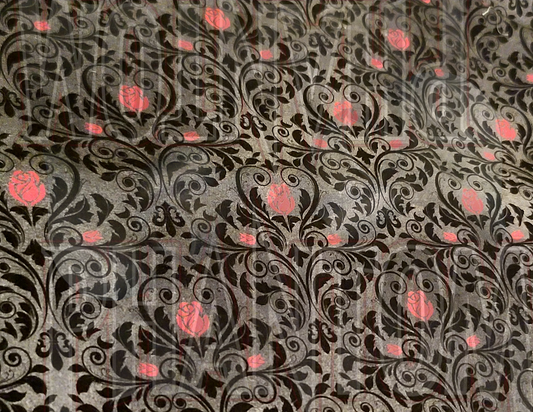 Vintage Goth Pink Roses Cotton Woven