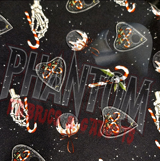 Black Candy Canes & Planchet Christmas Woven