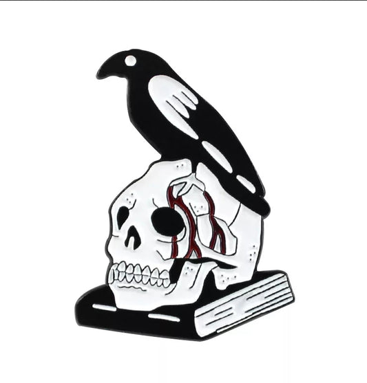 Raven & Skull Enamel Pin