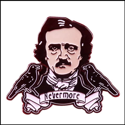 Poe Nevermore ribbon Enamel Pin