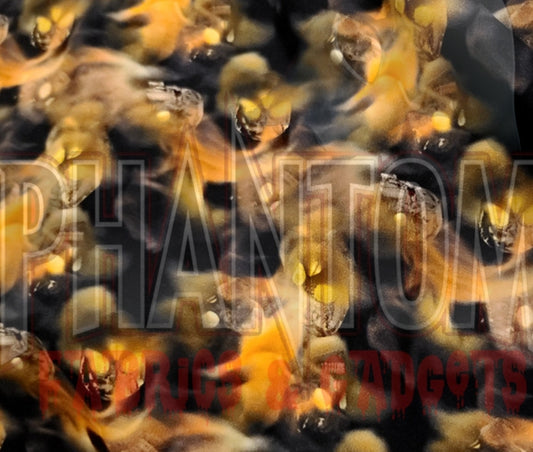 Flaming Skulls Cotton Lycra