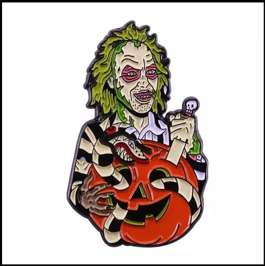 Beetlejuice Pumpkin Enamel Pin
