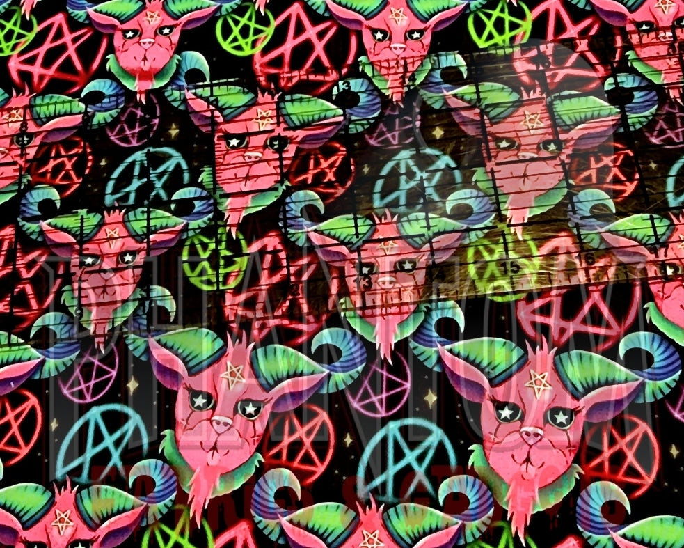 Rainbow Goth Cute Baphomet Cotton Woven