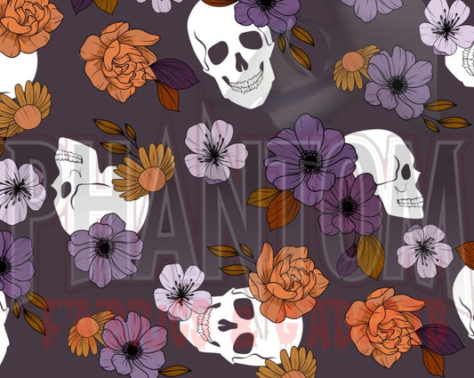Preorder Dark Purple Skulls & Flowers