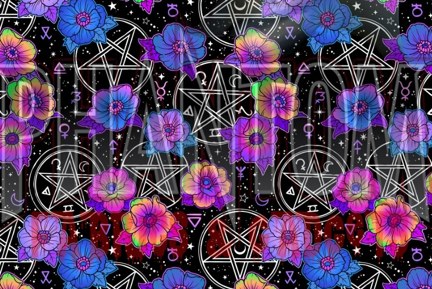 Preorder Rainbow Goth Pentagrams & Flowers