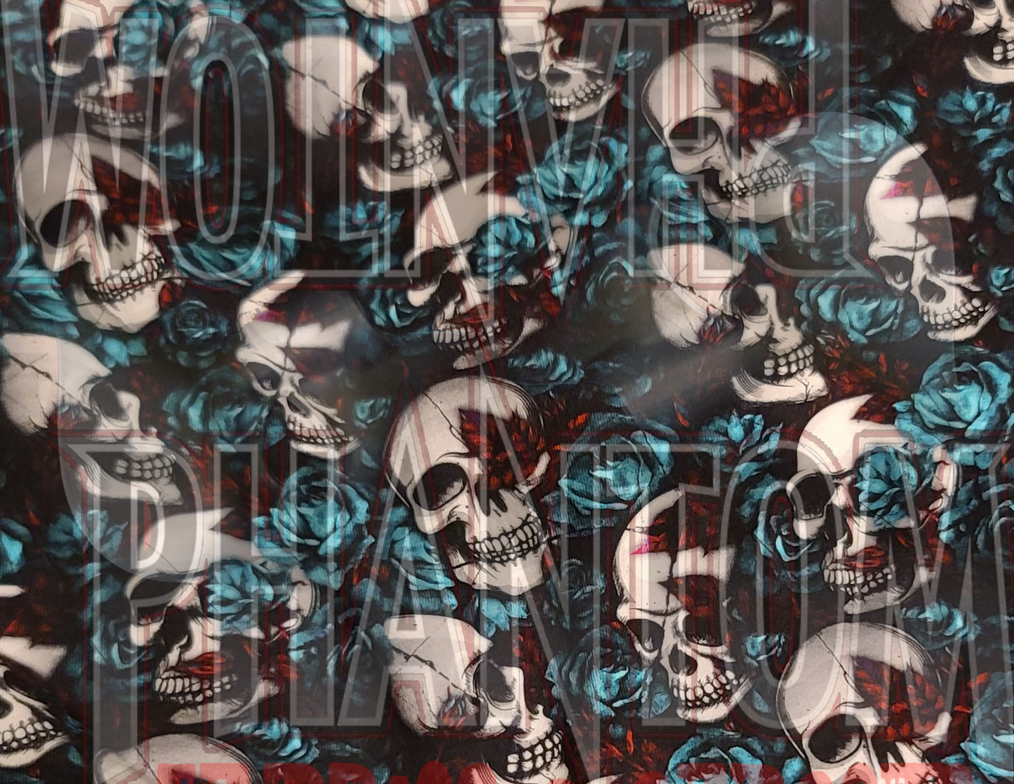 Skulls & Teal Roses Lycra