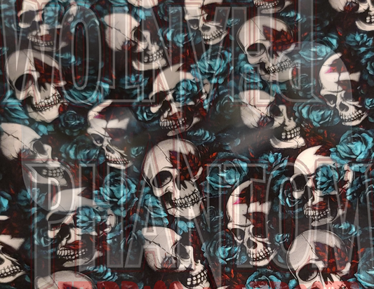 Skulls & Teal Roses Lycra