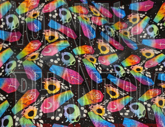 Rainbow Skulls & Coffins Woven